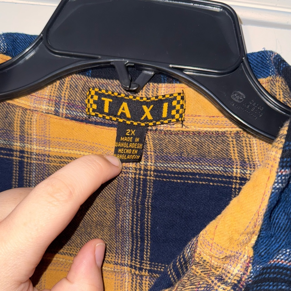 Taxi Vintage Grunge 80s Plaid button up flannel pink, yellow, blue EUC - Picture 6 of 10